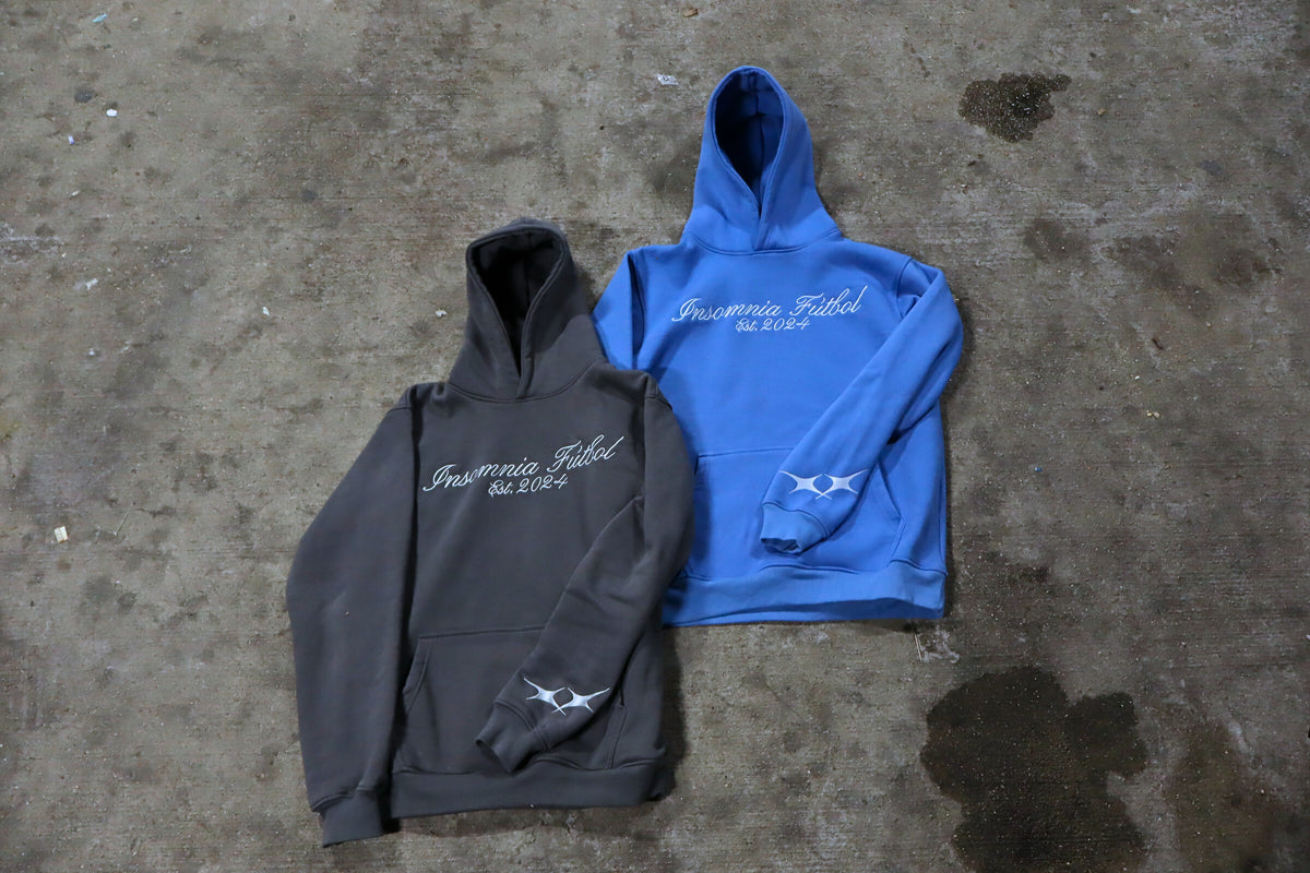 Scripted Blue E Scripted - Blue Hoodie – Insomnia Futbol