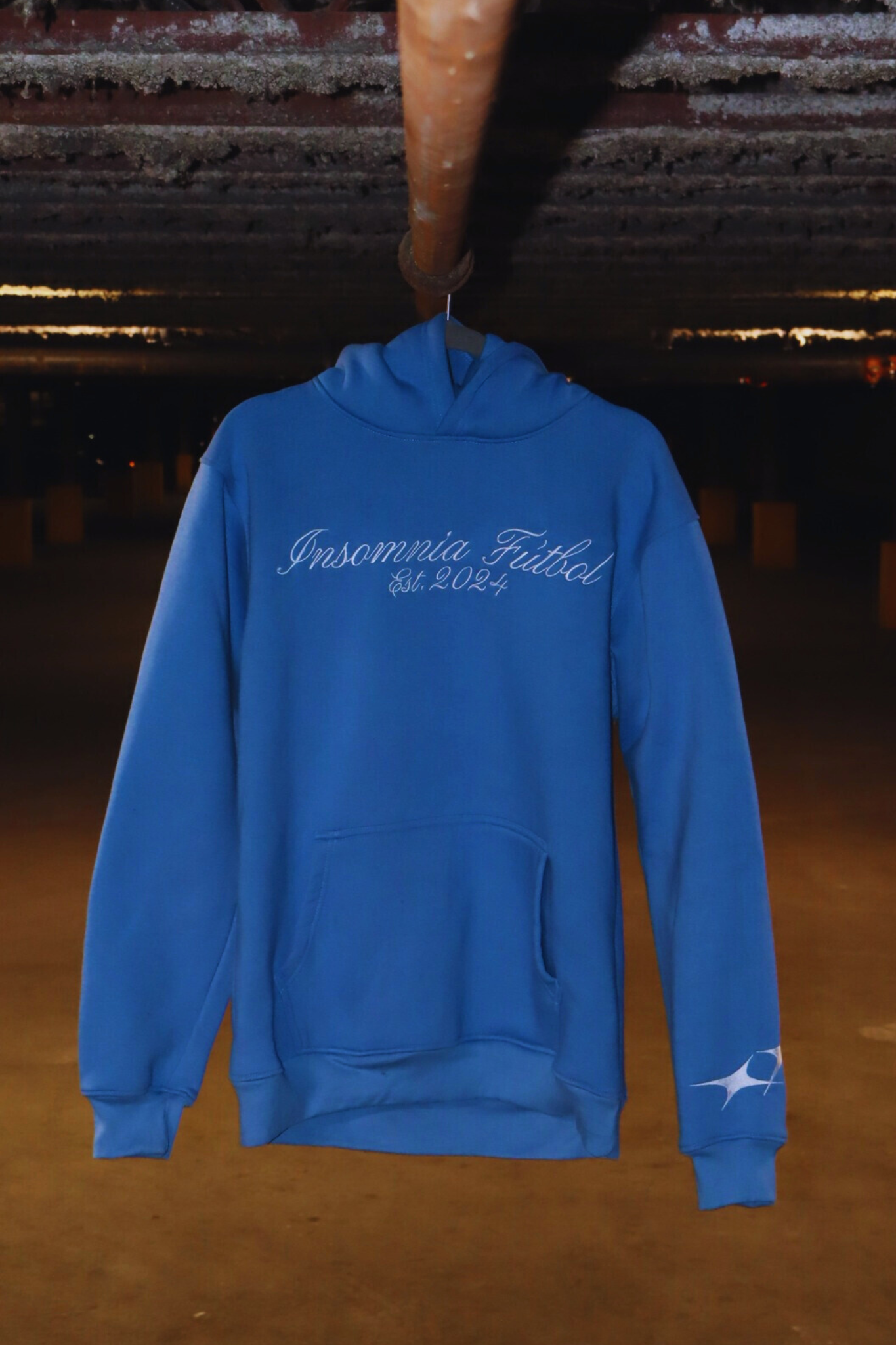 Scripted Blue E Scripted - Blue Hoodie – Insomnia Futbol